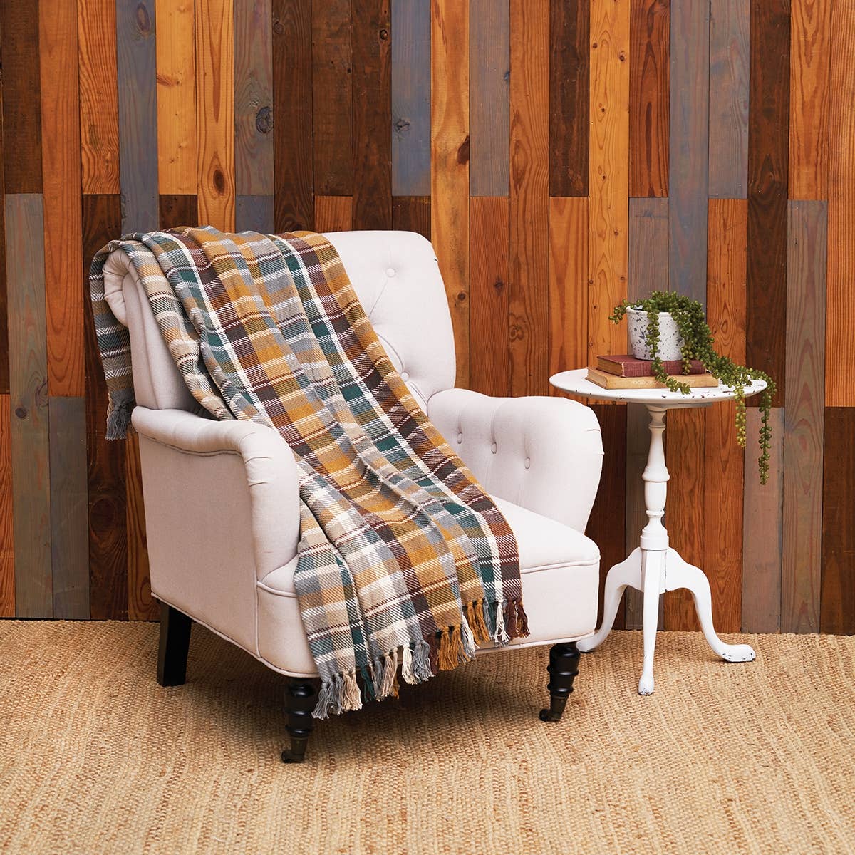 C&F Home - Wholesale Throw Blanket - Fall/Harvest Aspen Gray & Brown Plaid Throw Blanket