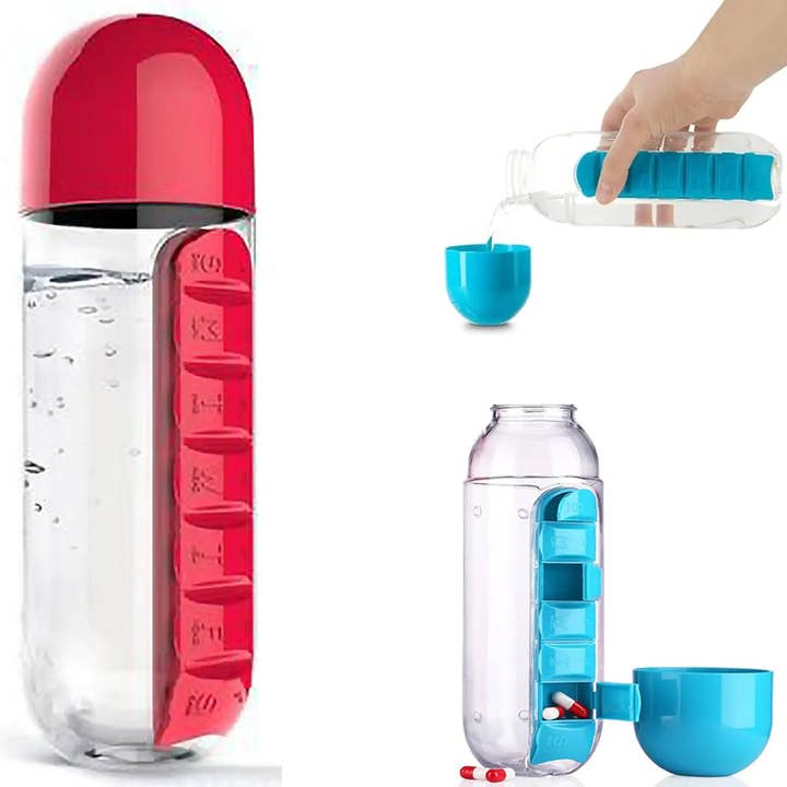 Bottiglia di Integratori Island Girl – Porta Pillole e Bottiglia d'Acqua 2-in-1 (600ml) per la vendita all'ingrosso da parte di PinkPatta