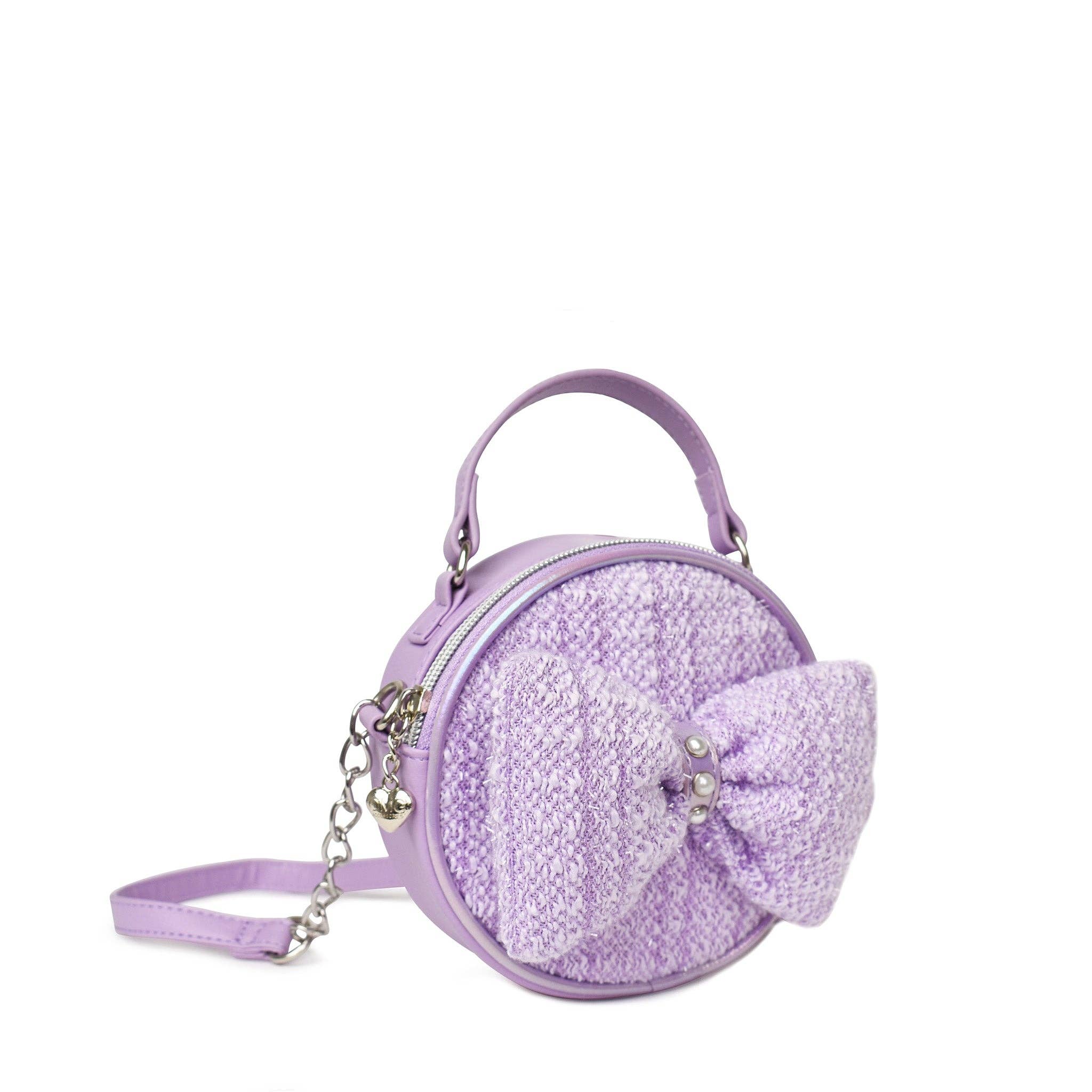 Wholesale Tweed Bow Rounded Crossbody Bag for your store Faire
