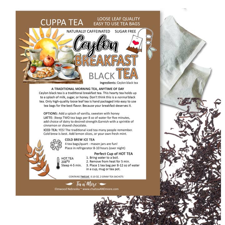 Tea n' More - Wholesale Tea Bags - Ceylon Breakfast Tea - cuppa