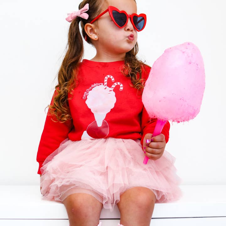 Holland Ave Clothing - Wholesale Sweatshirt - Kids - Santa Candy Cane | Girls Christmas Sweatshirt