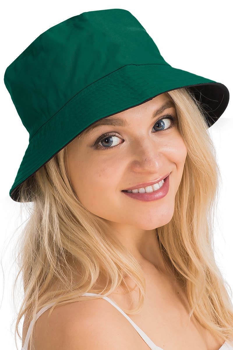 Cap Zone - Vente Bob – unisexe - Chapeau seau en coton uni réversible à fond noir8