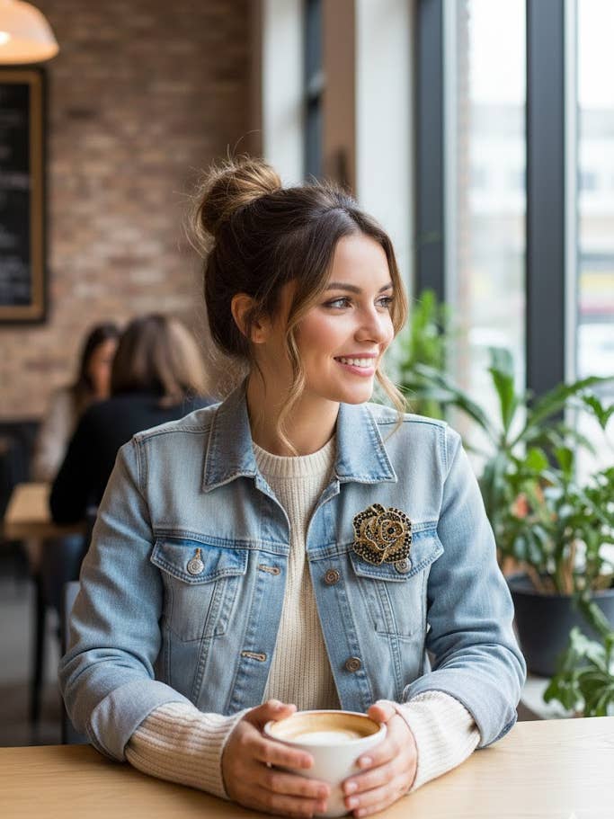 Antikguldfärgad vintageinspirerad blomsterbrosch för wholesale av Oceanic Jewellers - Majique London