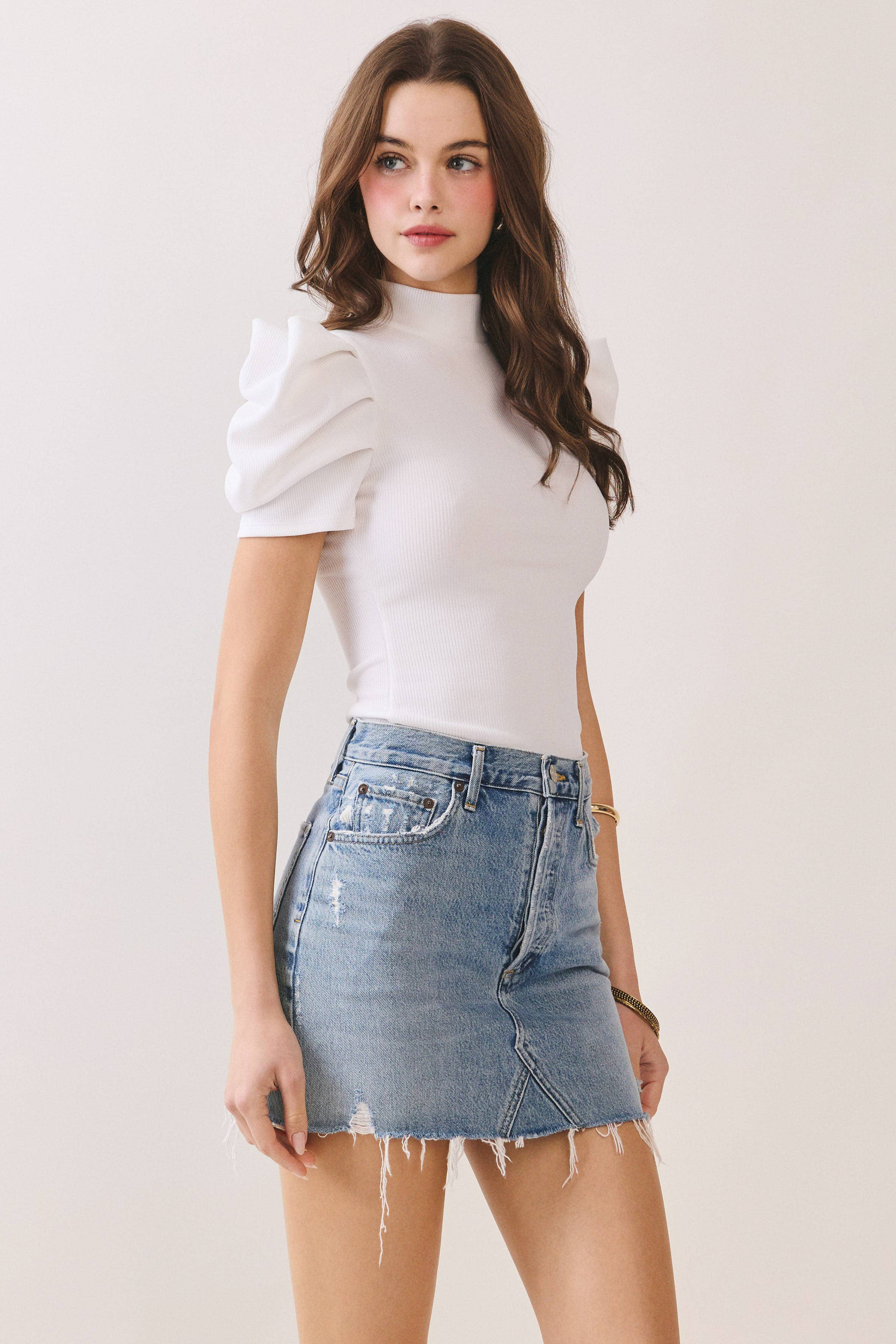 TCEC - Vente Body – femme - CT6595-Body à manches courtes bouffantes en maille extensible3