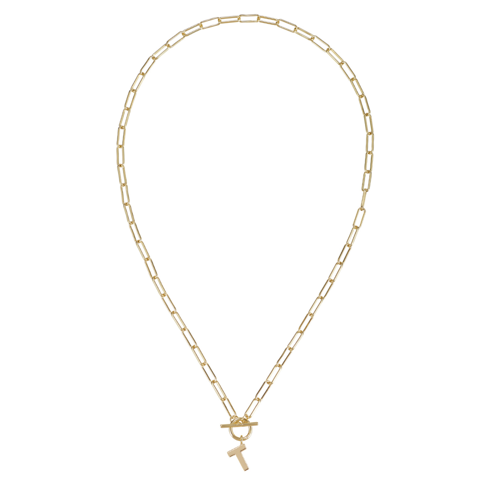 Toggle Initial Necklace in Gold for wholesale on Faire35