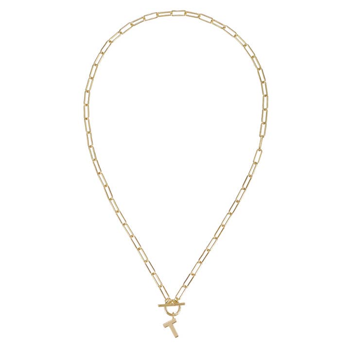 Toggle Initial Necklace in Gold for wholesale on Faire35