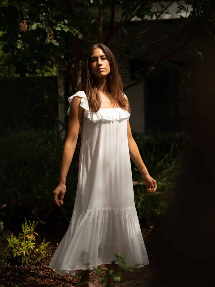 Parker dress in solid white for wholesale by Roma Label