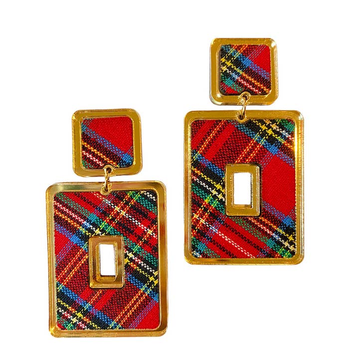 *Wholesale Holiday Print Rectangle Statement Earrings for wholesale by BOHEMIAN GEMME