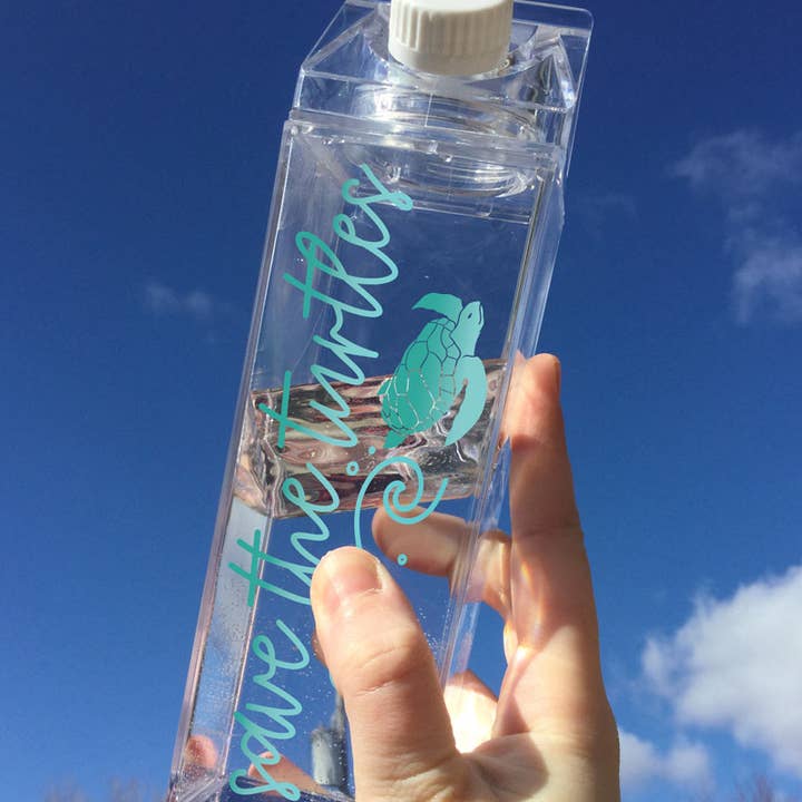 Bouteille d'eau en carton de lait Save The Turtles pour la vente par femfetti