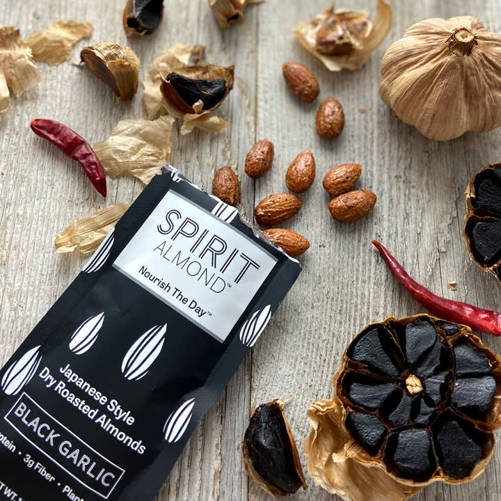 SPIRIT Almond - Wholesale Nuts - Black Garlic Almonds -- Retail Display Case