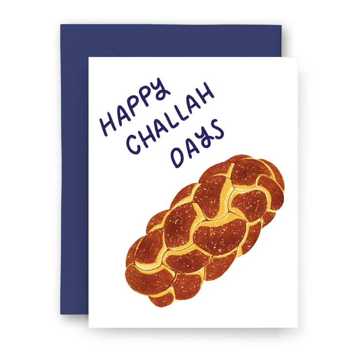 Happy Challah Days Hanukkah Card for wholesale by Finch and Flourish Paper Goods
