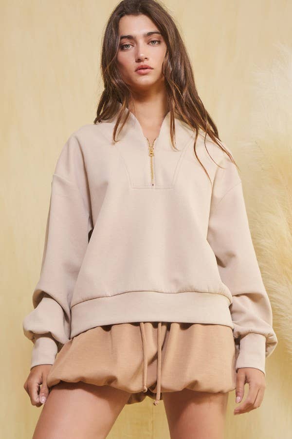 BUCKETLIST INC - Wholesale Sweatshirt - Women's - IT2154 Half Zip-up Scuba Sweatshirts50