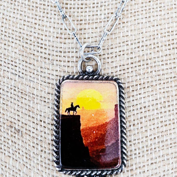 Wholesale Accessory Market - Wholesale Pendant/Charm Necklace - TIPI Cliffside Cowboy Silvertone Necklace1