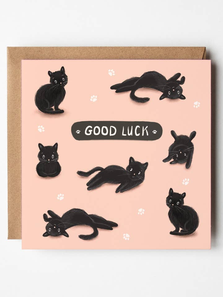 Black Cats Good Luck Greeting Card for wholesale by Jo Couch