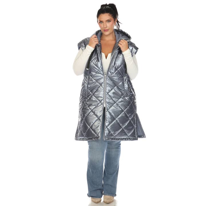 WHITE MARK - Wholesale Outerwear Vest - Women's - Plus Size Metallic Diamond Puffer Vest9