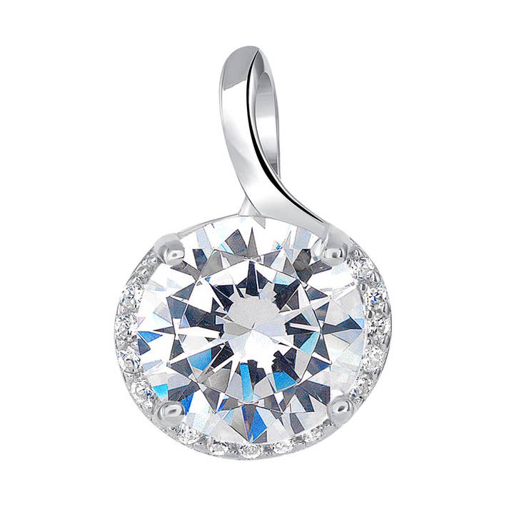 Sterling Silver Round Pendant in Champagne Color for wholesale by King of Silver