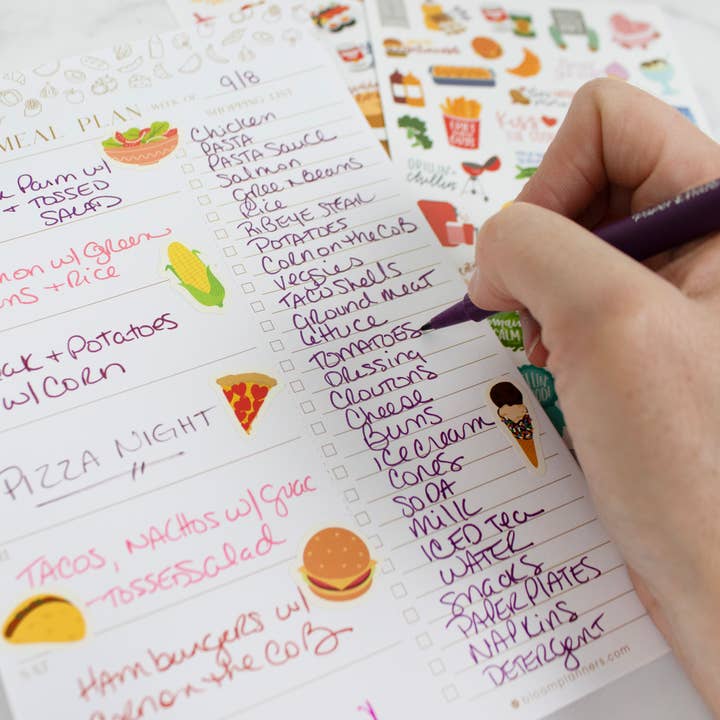 Meal Planning Pad with Magnets, Modern Gold Foil - 6" x 9" for wholesale by bloom daily planners