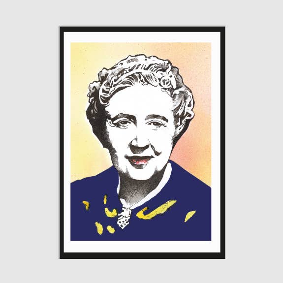 Tirage de portrait artistique d'Agatha Christie, signé pour la vente par The Writer Illustrated
