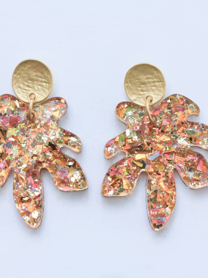 Copper Confetti Leaf Earrings for wholesale by Wondermint Goods
