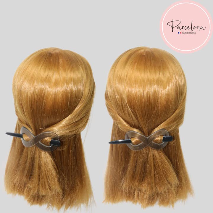 Parcelona - Wholesale Hair clip – Women’s - Parcelona French Infinity Medium Celluloid Hair Slider Bun Cover for Women33
