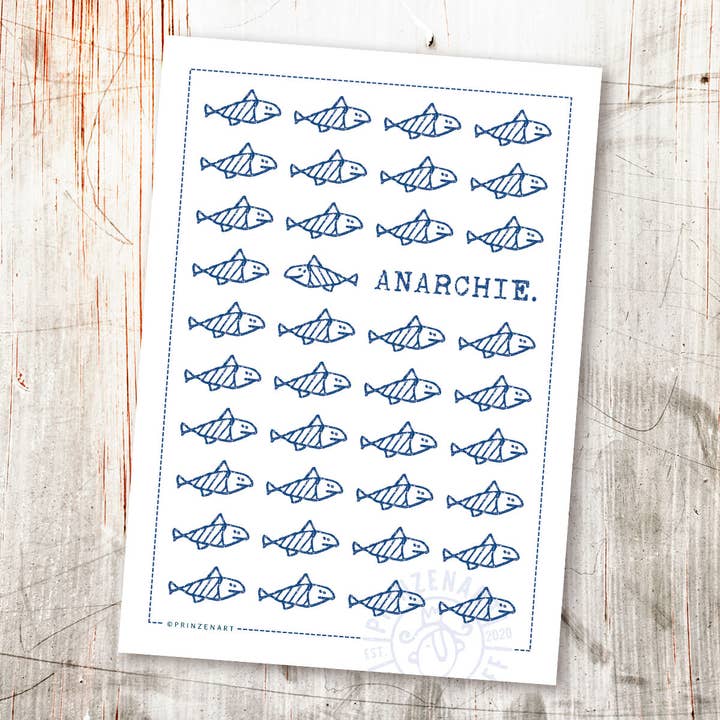Postcard "Anarchy" | Fish Greeting Card Courage for wholesale by Prinzenart
