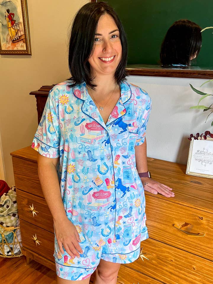 Blissfully Bookish Company - Wholesale Sleepwear Set - Women's - Cowboy Romance Bamboo Shorts Pajama Set5