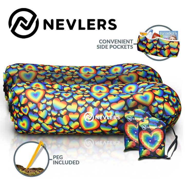 Nevlers 2-pack uppblåsbar solstol - Rainbow Hearts för wholesale av Nevlers