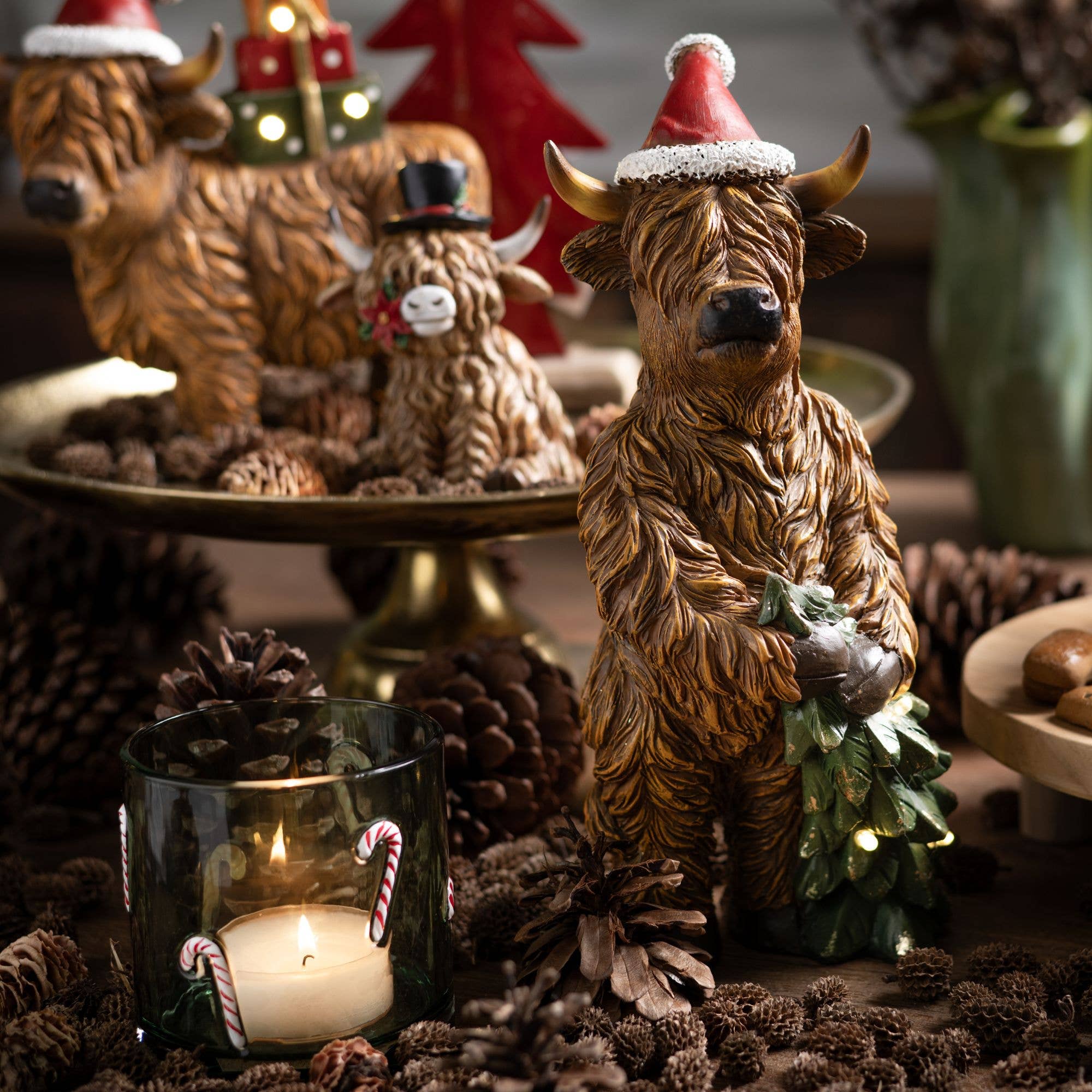 Wurm - Wholesale Kaarsenhouder - Windlicht Suikerstokken/Sinterklaasschoen Decoratie van glas, 2-delig, Groen/Rood (B/H/D) 10x10x10cm2