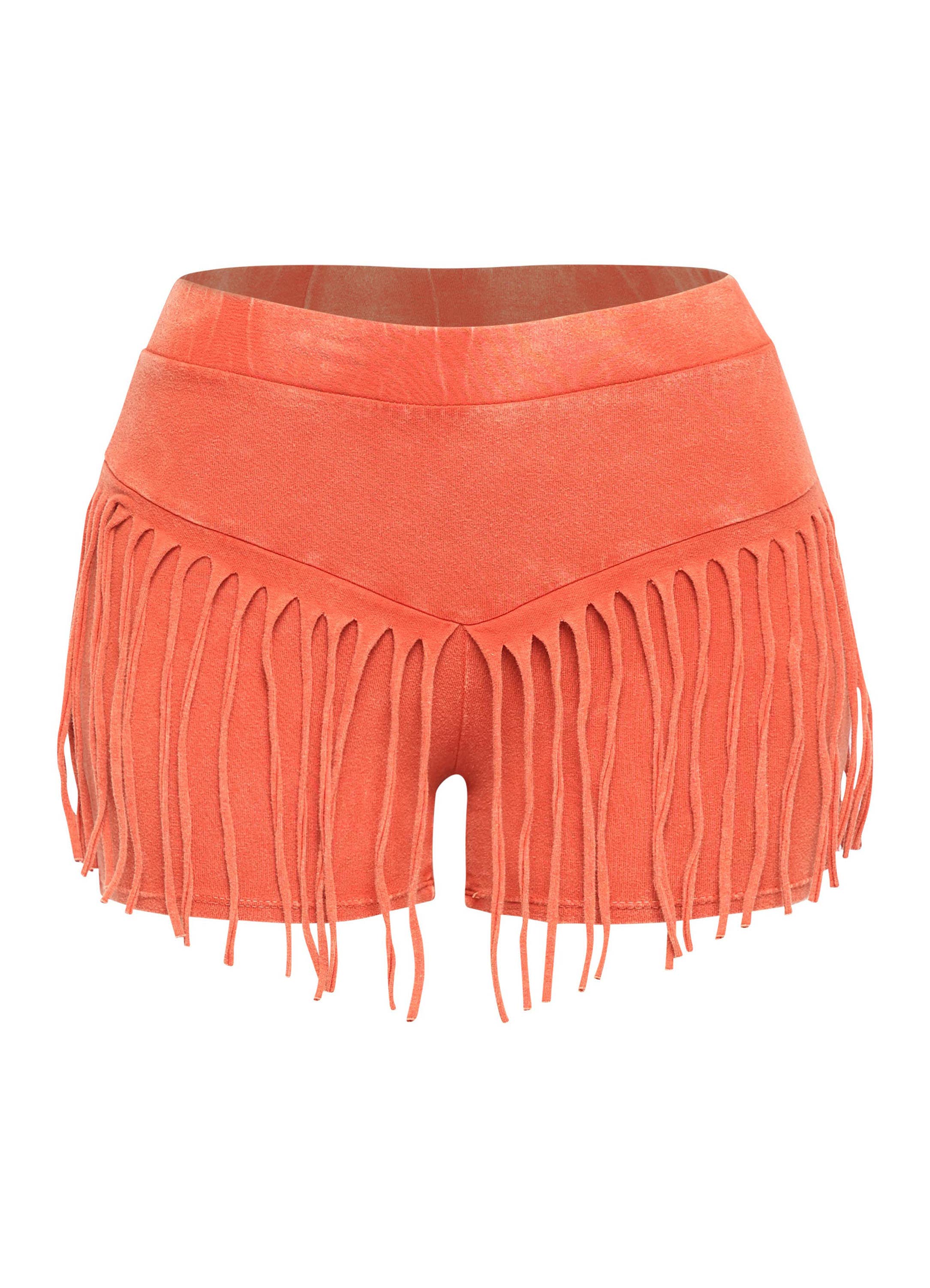 K Too - Wholesale Shorts - Women's - Mineral washed shorts with fringe detail4