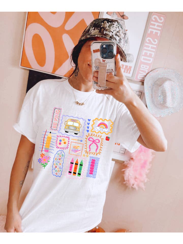 Back to school collage tee or sweatshirt for wholesale by Gunpowder and lace wholesale