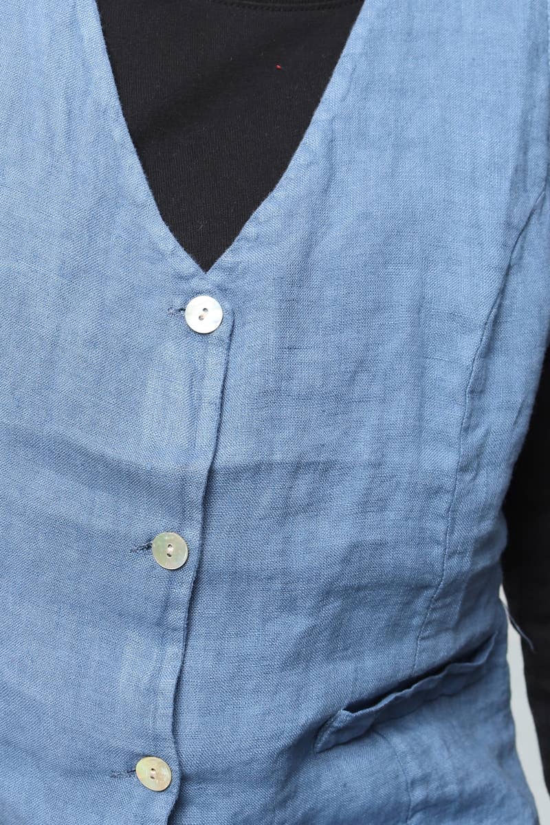 LÉA & LUC - Wholesale Button Down Shirt - Women's - Sleeveless shirt in 100% Linen REF. 514657