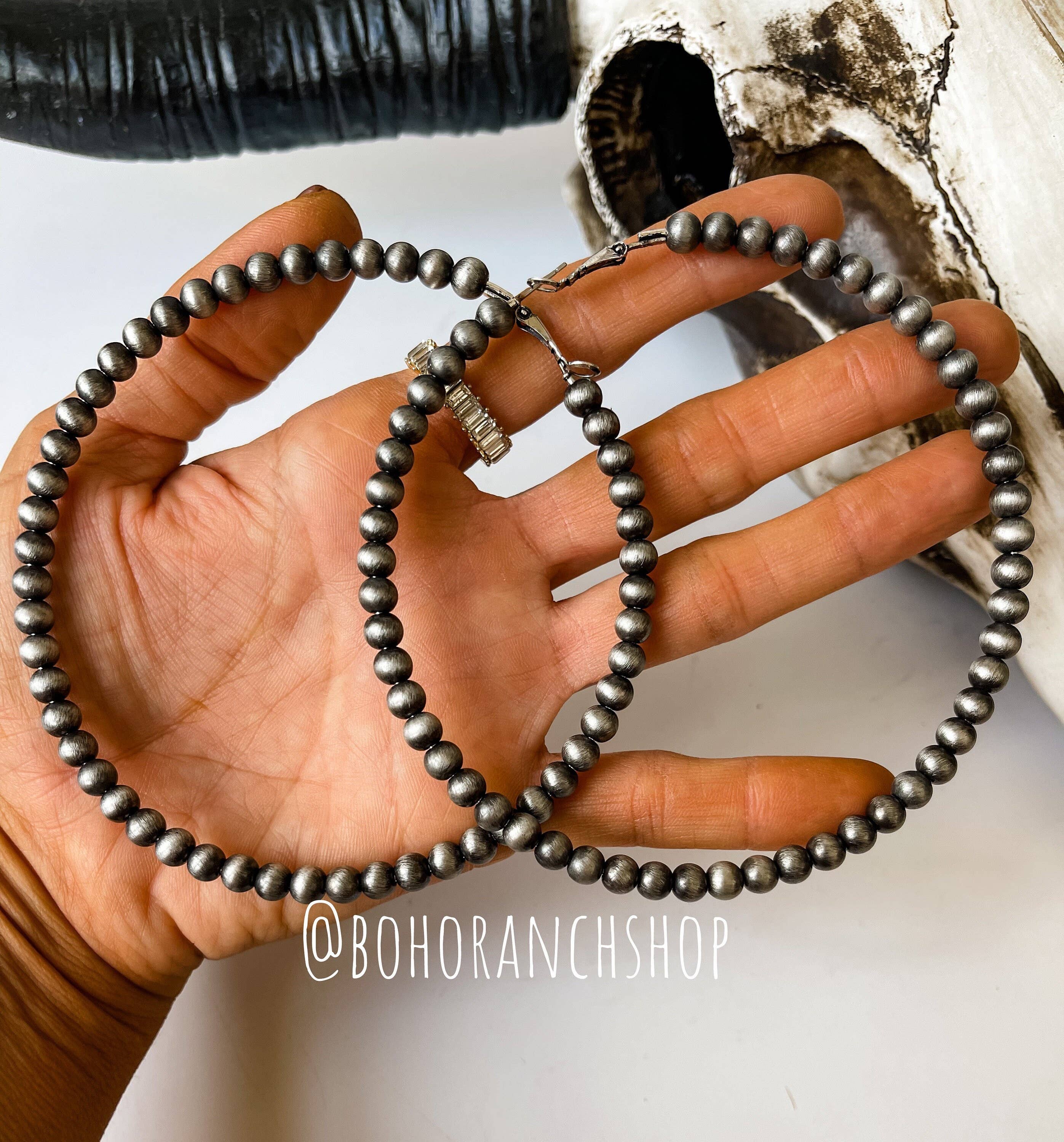 Boho Ranch Shop – wholesale Hoop earrings – 3.5” Jumbo Navajo Pearl Hoops Earrings3