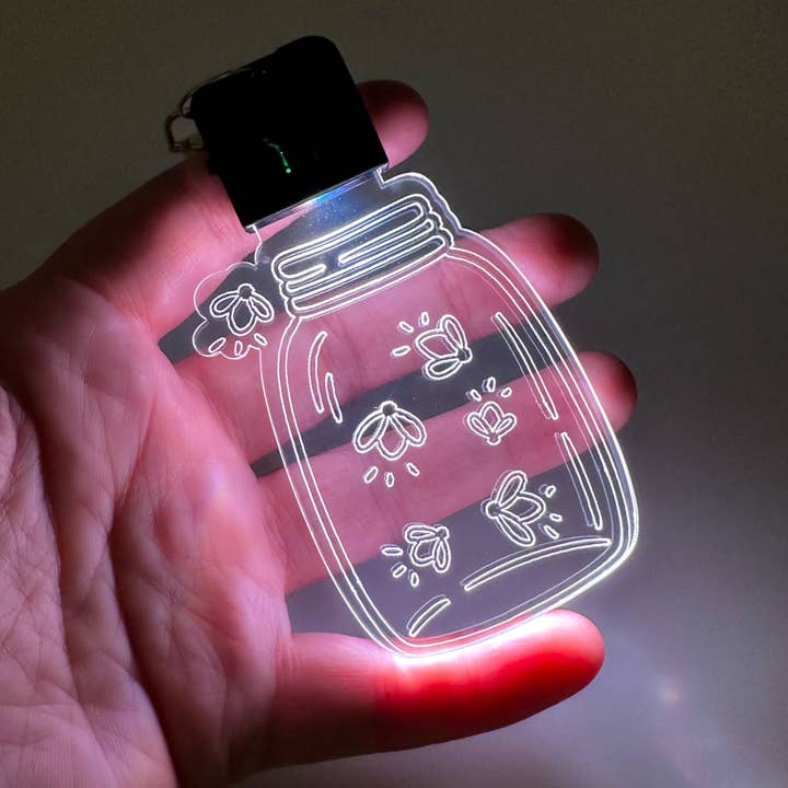 Fireflies in a Mason Jar Rechargeable LED Keychain with Clip for wholesale by The 308 Collective