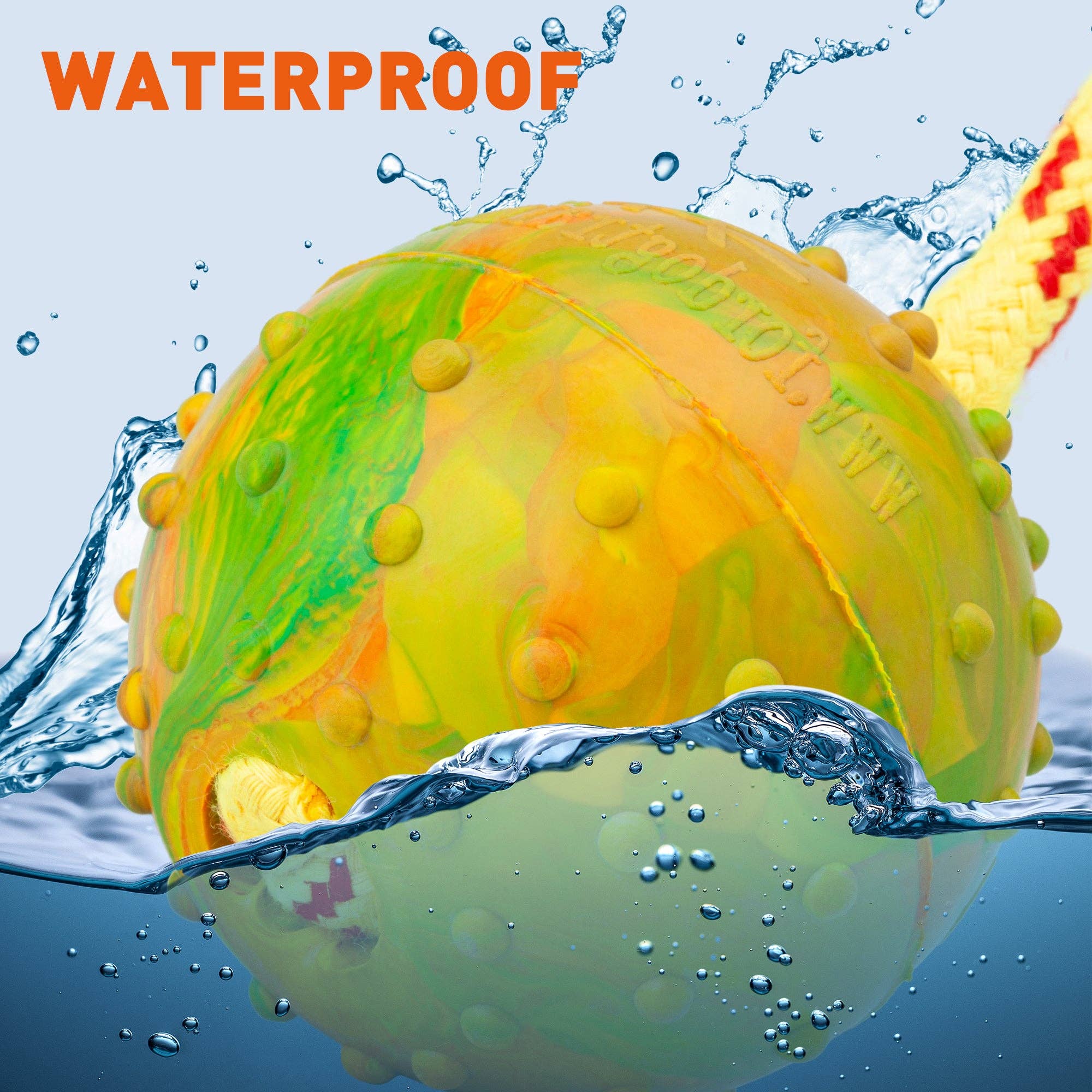 Dogline – wholesale Pet rope toy – Dog – FDT Rubber Dog Ball on Rope, Medium - Diameter 2.3" (6 cm)7