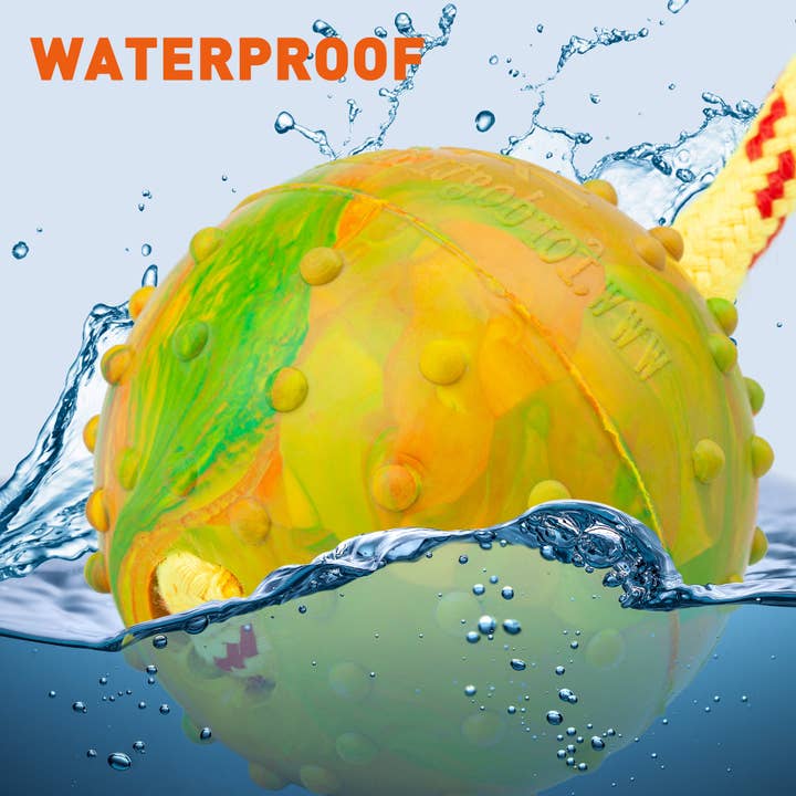 Dogline – wholesale Pet rope toy – Dog – FDT Rubber Dog Ball on Rope, Medium - Diameter 2.3" (6 cm)7