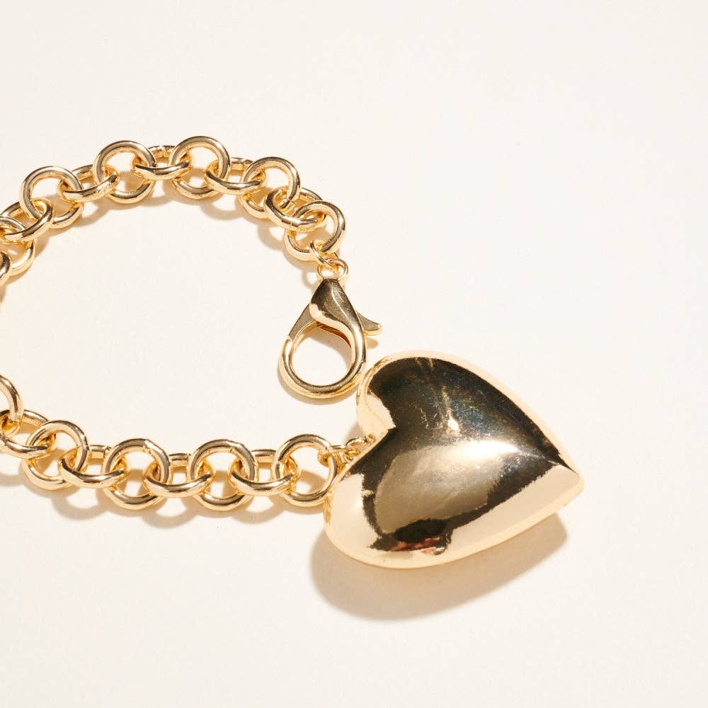 Designature New York - Wholesale Keychain – Women's - 6.5 Inch Metal Puffy Heart Keychain Bagcharm3