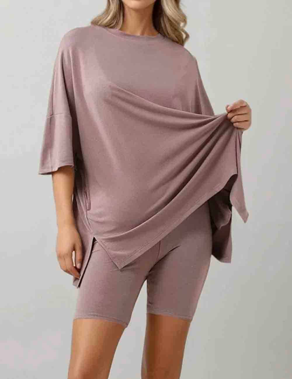 Sweetkama - Wholesale Lounge Set - Women's - Ladies Loose Top and Shorts 2PCS Casual Tee Set SKST2312929