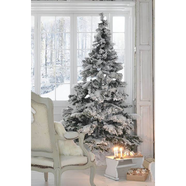 Perfect Holiday - Wholesale Artificial Christmas Tree - 6.5' Heavy Snow Flocked Christmas Tree with Metal Stand, 1022