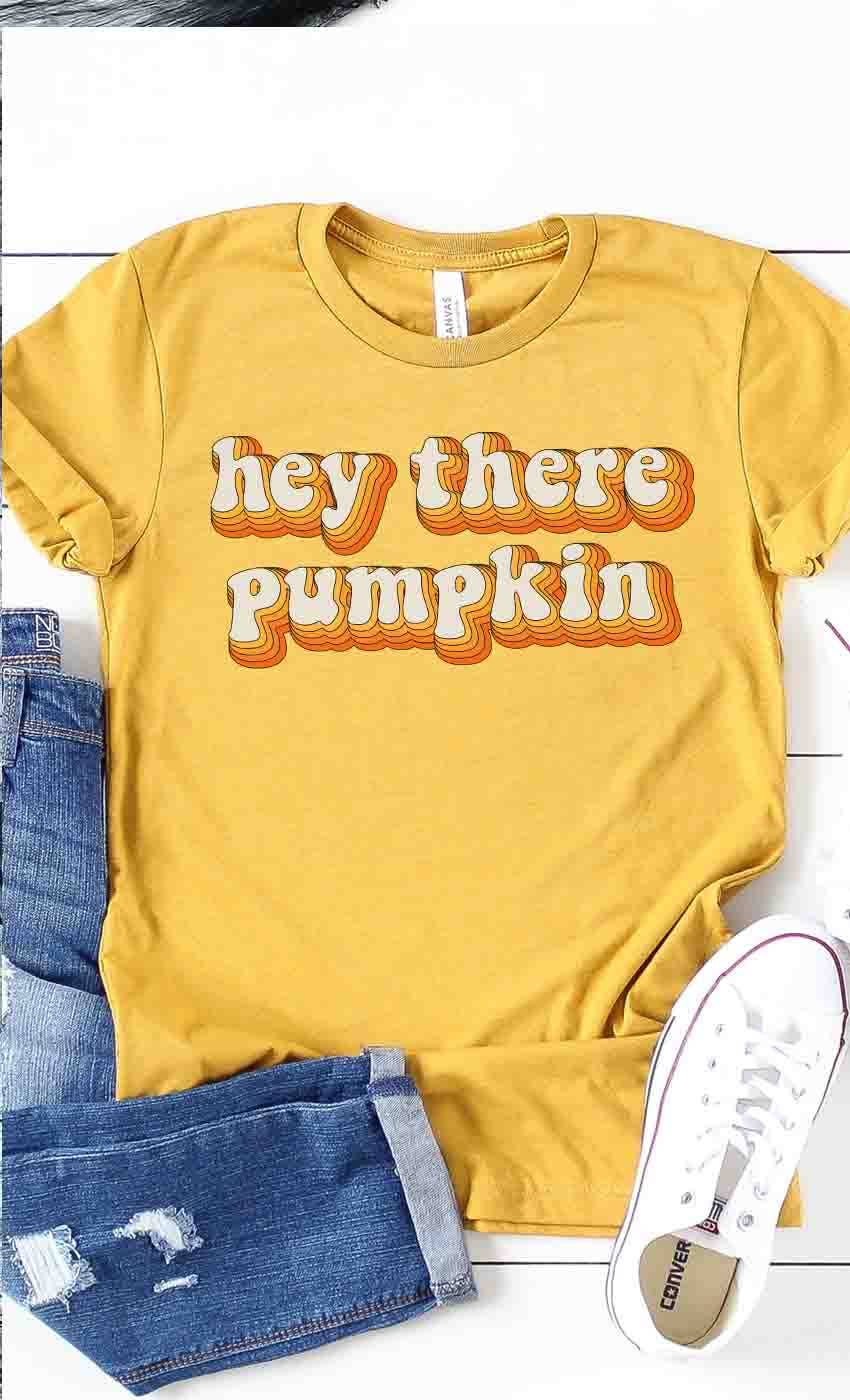 Kissed Apparel - Wholesale T-Shirt (Graphic) - Women's - Retro Hey There Pumpkin Graphic Tee3