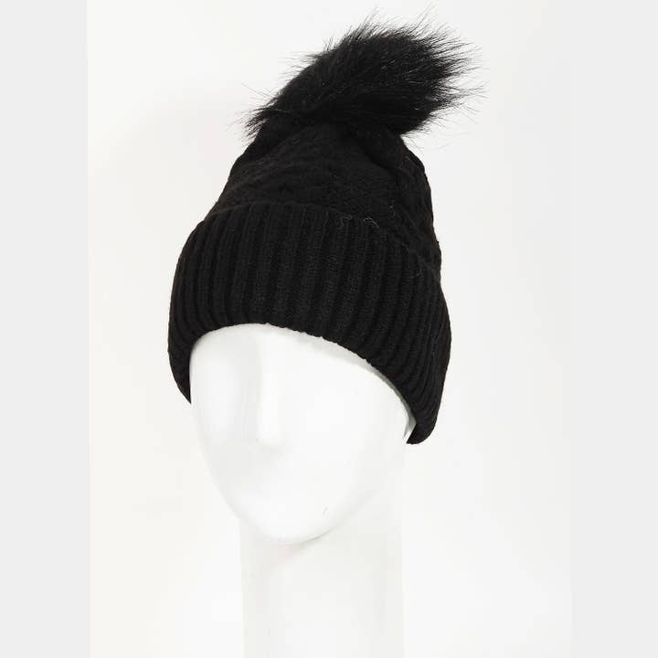 Collections by Fame Accessories - Wholesale Beanie - Women's - Crochet Knit Pompom Beanie1