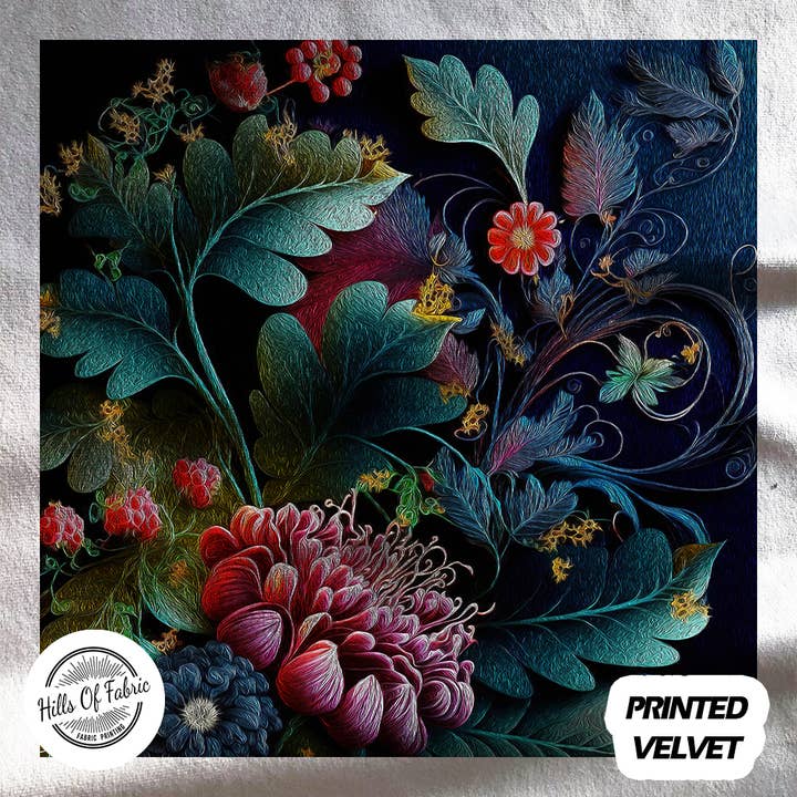 Vintage Style Floral Flowers Printed Fabric Panel for wholesale by Hills Of Fabric