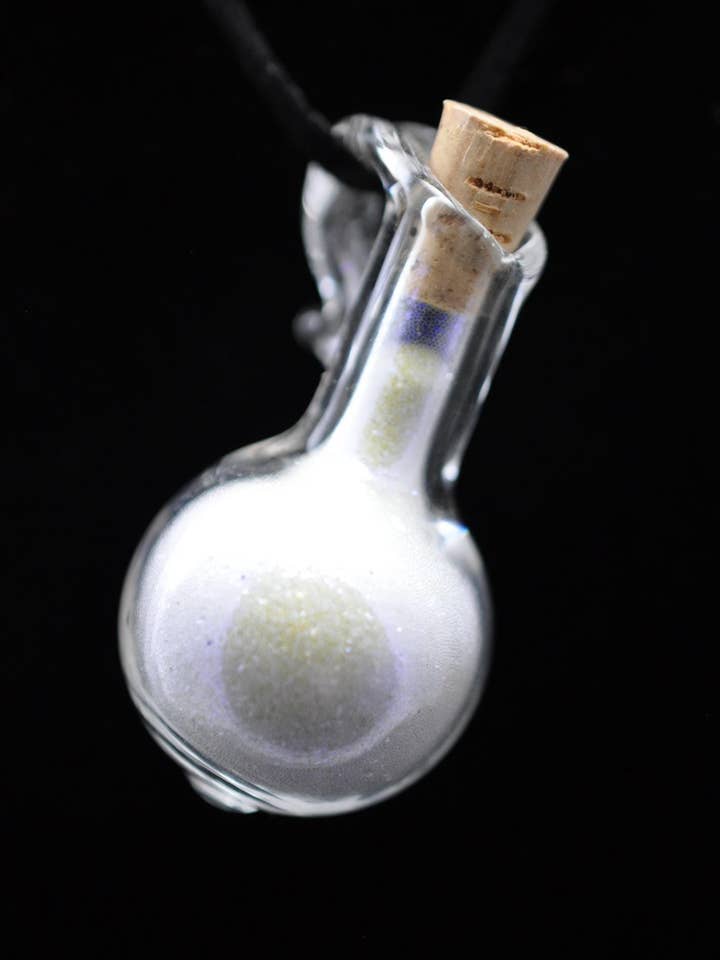 White Fairy Dust Glass Necklace Bottle for wholesale by Crystal Dragon