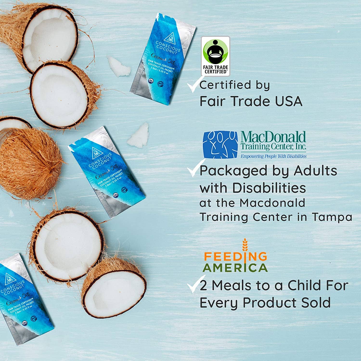 Conscious Coconut - Venta al por mayor Suplementos/vitaminas para beber - Paquetes de aceite de coco orgánico (25 paquetes individuales)5