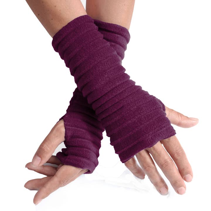 Wristees Fingerless Gloves - Wine for wholesale by Anna Falcke