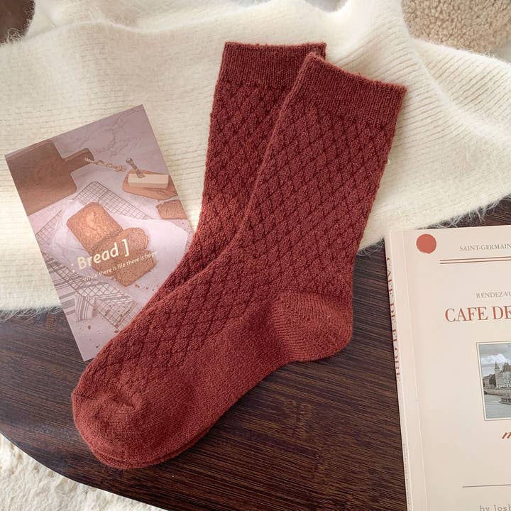 ACCITY - Wholesale Socks - Women's - Plaid Plush Socks Women Winter Thick Warm Cozy_CWMS028682