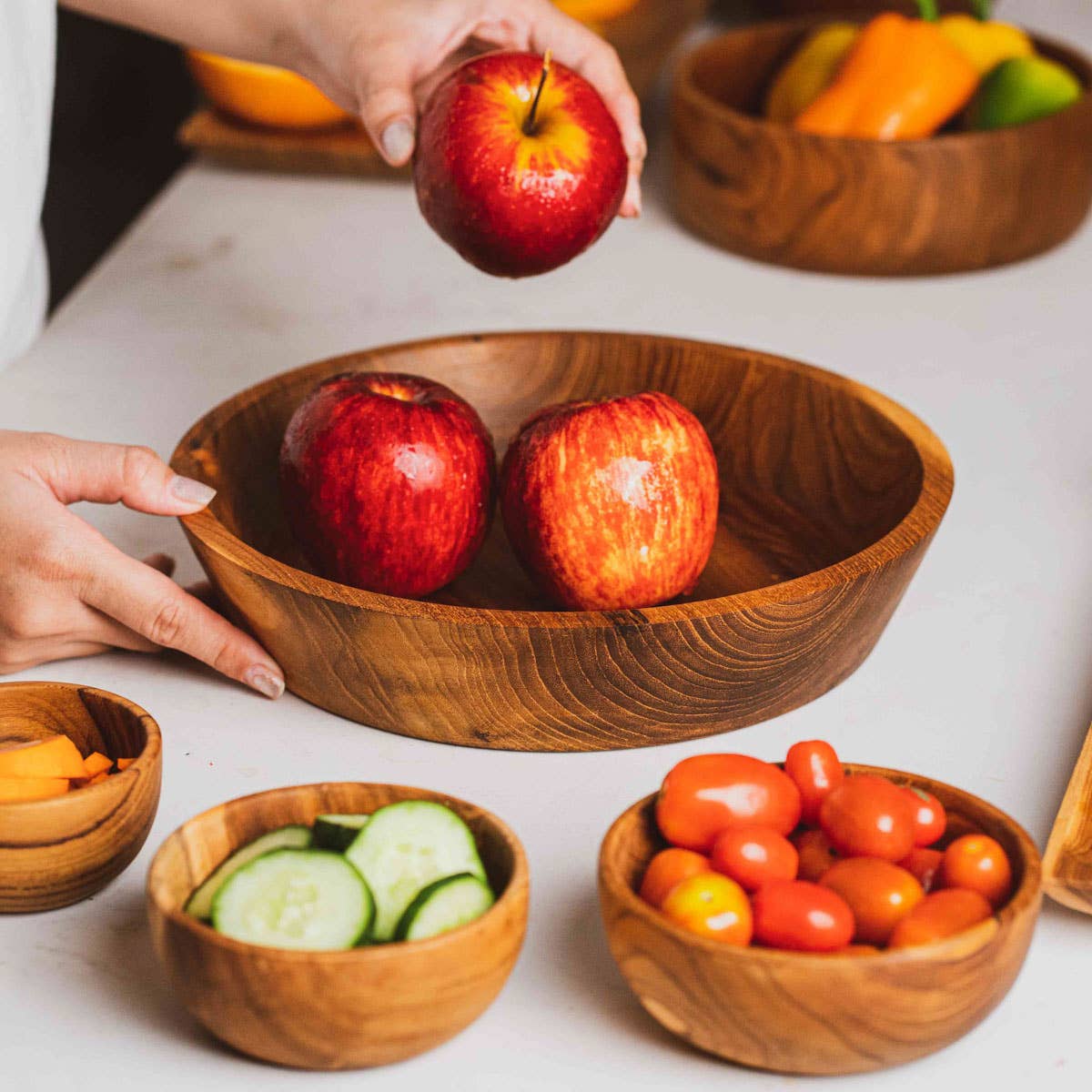 Rainforest Bowls - Wholesale Bowl - Slanted Side Teak Wood Bowl - Jumbo3