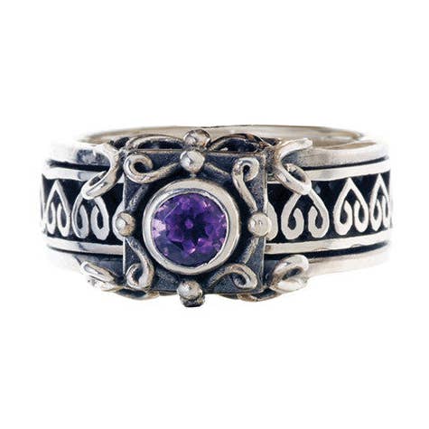 Bague à filer Art Nouveau en argent sterling et améthyste pour la vente par Cynthia Gale New York