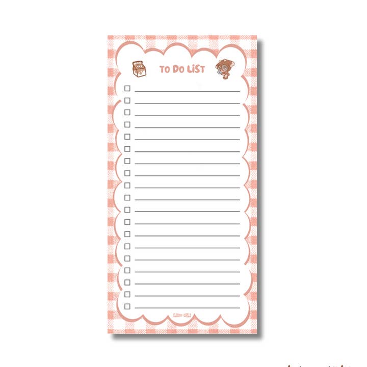 Notepad 4.25 x 8.5 | Soft Pink Gingham for wholesale by Elaine Girls