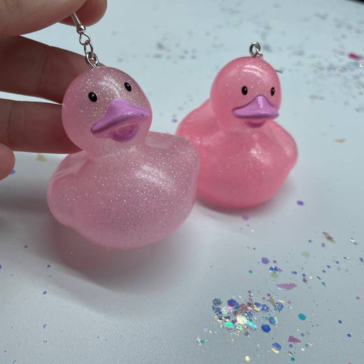 R59Creates - Wholesale Dangle earrings - Lil Fine Glitter Rubber Ducky Earrings!9