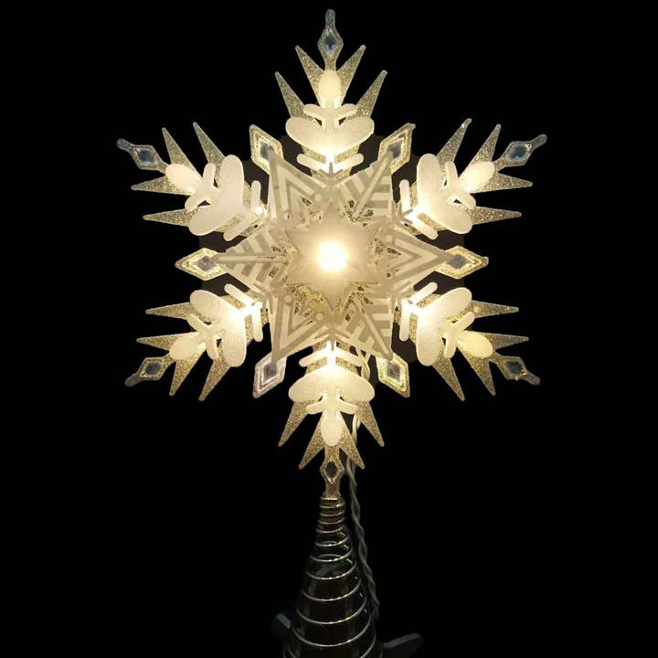 14" Battery Operated Snowflake Tree Topper for wholesale by Decor N Beyond